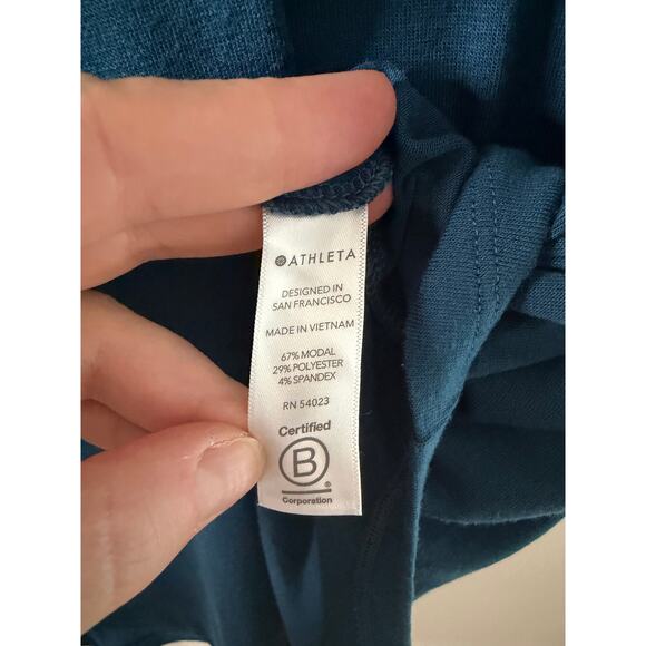 Athleta Relaxed Dolman VNeck Tee XL Coastal Blue Modal Short Sleeve Soft Casual - Picture 4 of 6